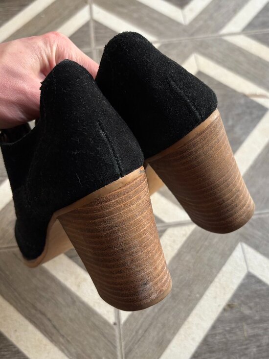 Steve Madden Ankle Boots 9M Omyra Lace Up Heels Booties Black Leather Suede - Picture 2 of 5